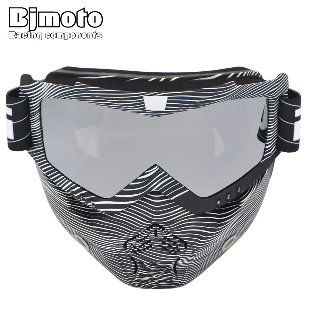 BJMOTO винтажная маска на шлем для лица съемные очки мотокросса самокат реактивные