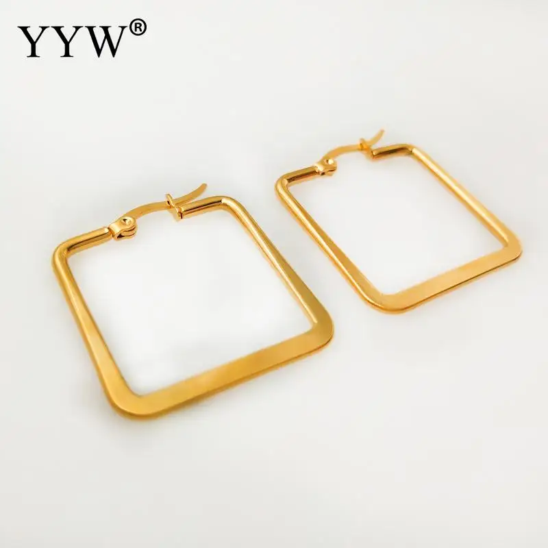 Модные женские золотые геометрические серьги кольца из нержавеющей стали