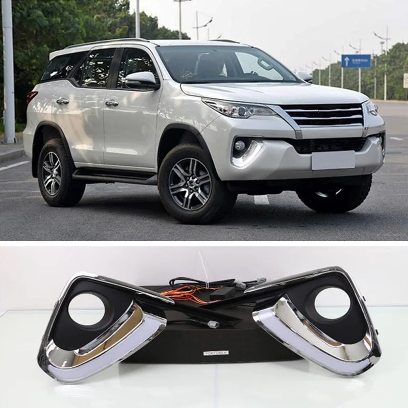 Shenlao светодиодные дневные ходовые огни для Toyota Fortuner 2015 2016 2017 DRL Противотуманные