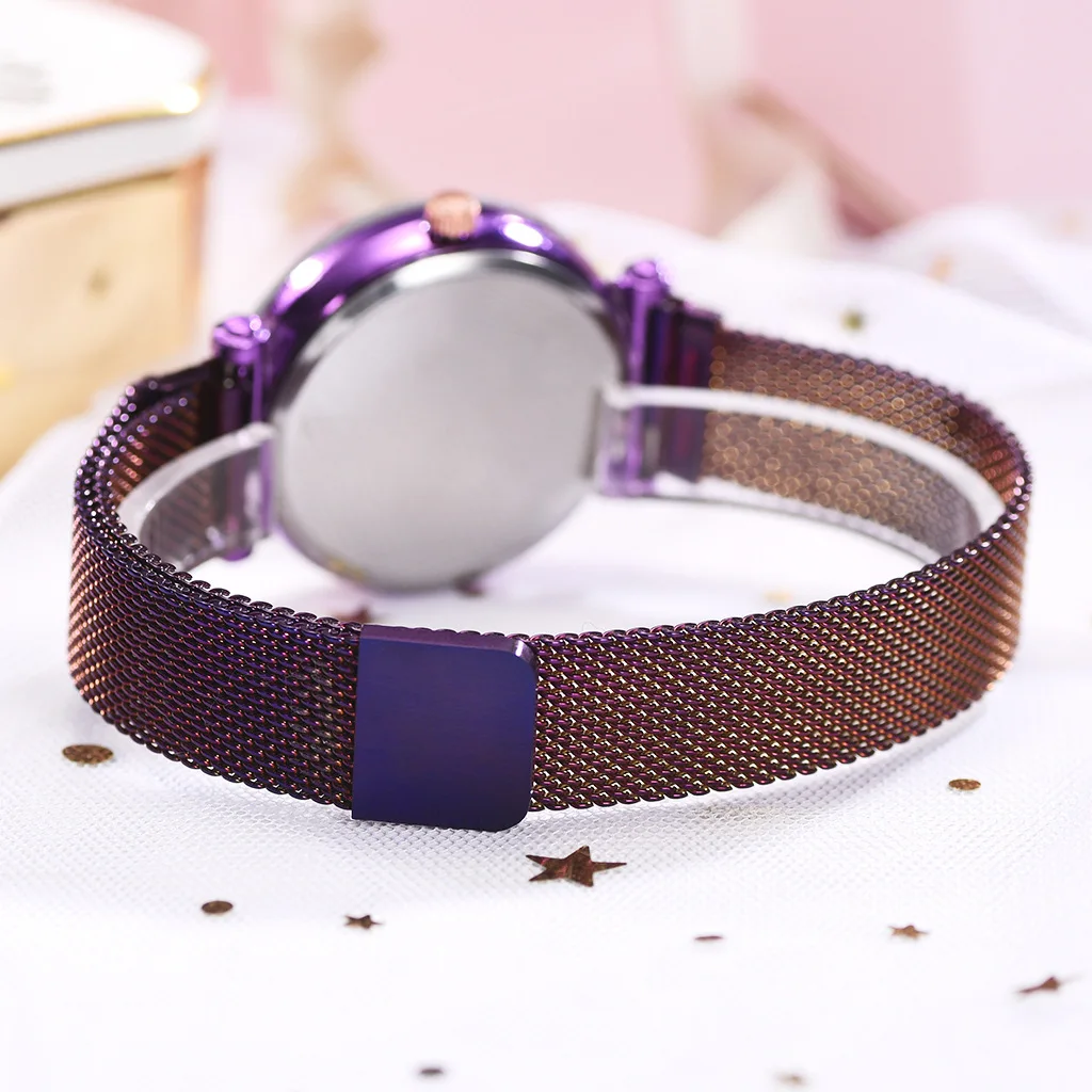 

Luxury Women Watches Clock Rose Gold Magnet Starry Sky Diamond Wrist Watches Women Stainless Steel Quartz Watch Ladies Watch