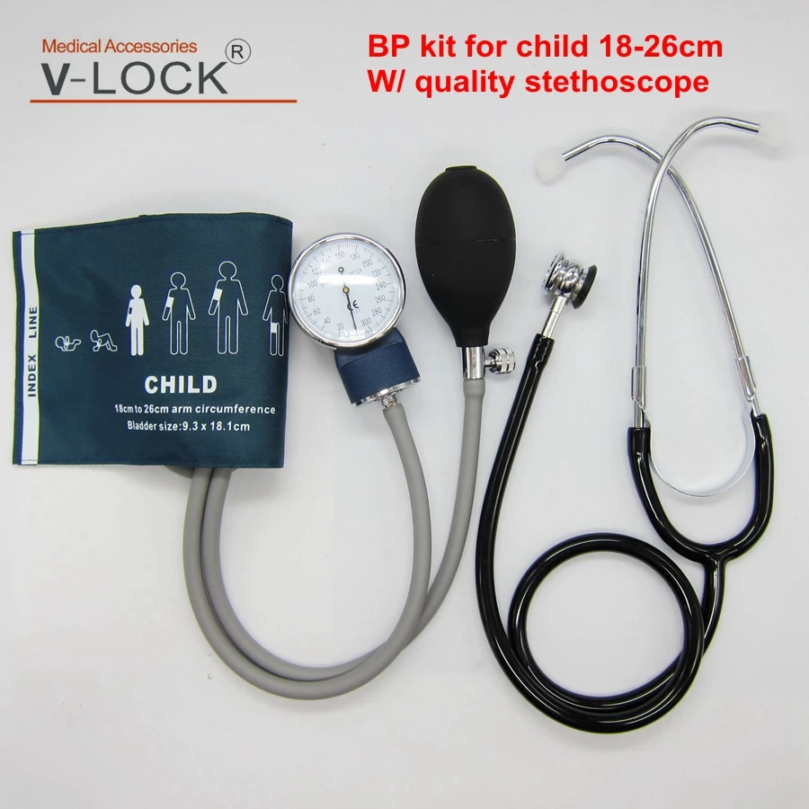 child kit V-LOCK профессиональный тонометр анероидный Сфигмоманометр BP Манжета Комплект со стетоскопом - Цвет: child kit