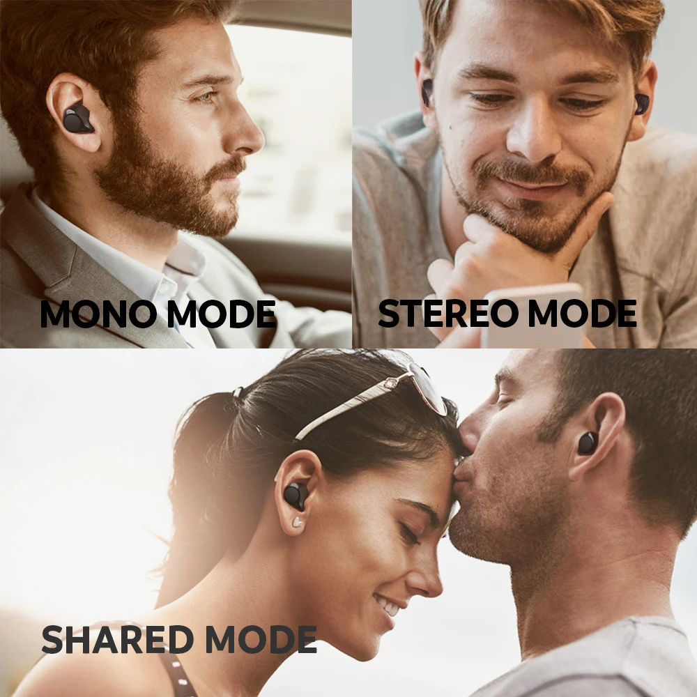 Dudios настоящие беспроводные наушники Bluetooth мини с микрофоном IPX5 спортивные 3.5ч