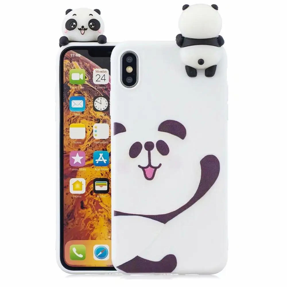 3D милый мультяшный чехол для iphone XS XR Max animal Panda pig Cat Силиконовый 5 5S SE 6 6s 7 8 Plus X