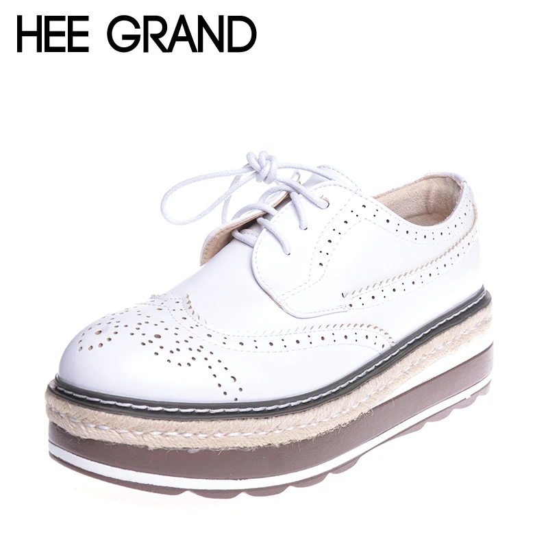HEE GRAND/винтажная женская обувь с перфорацией типа броги туфли из флока со