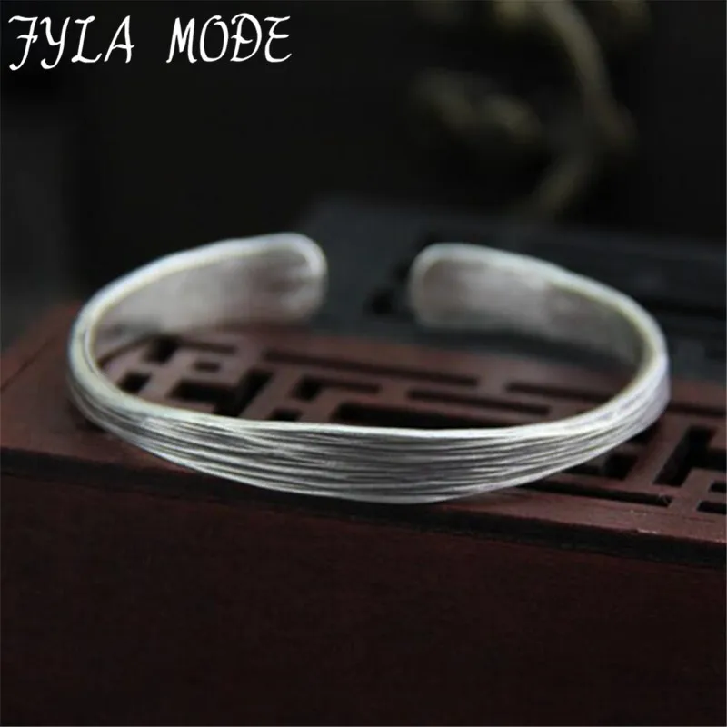 

2019 New Arrival 999 Thai Silver Cuff Bracelet Retro Silver Bangle Bracelet For Women Men With Best Gift 7.10mm 17.50G