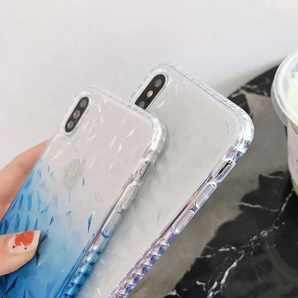 Transparent Gradient Phone Case For iPhone XS MAX XR X Soft Silicone Cases 7 8 6 6s Plus Geometric Anti-knock Cover |