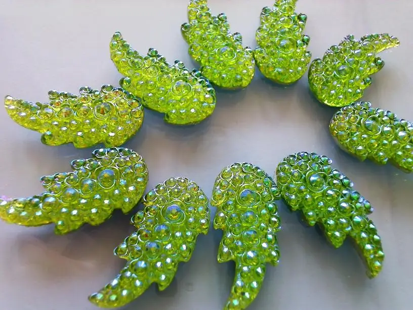 Стразы в форме листика зеленый цвет AB пришивные стразы 18*36 мм с плоской задней