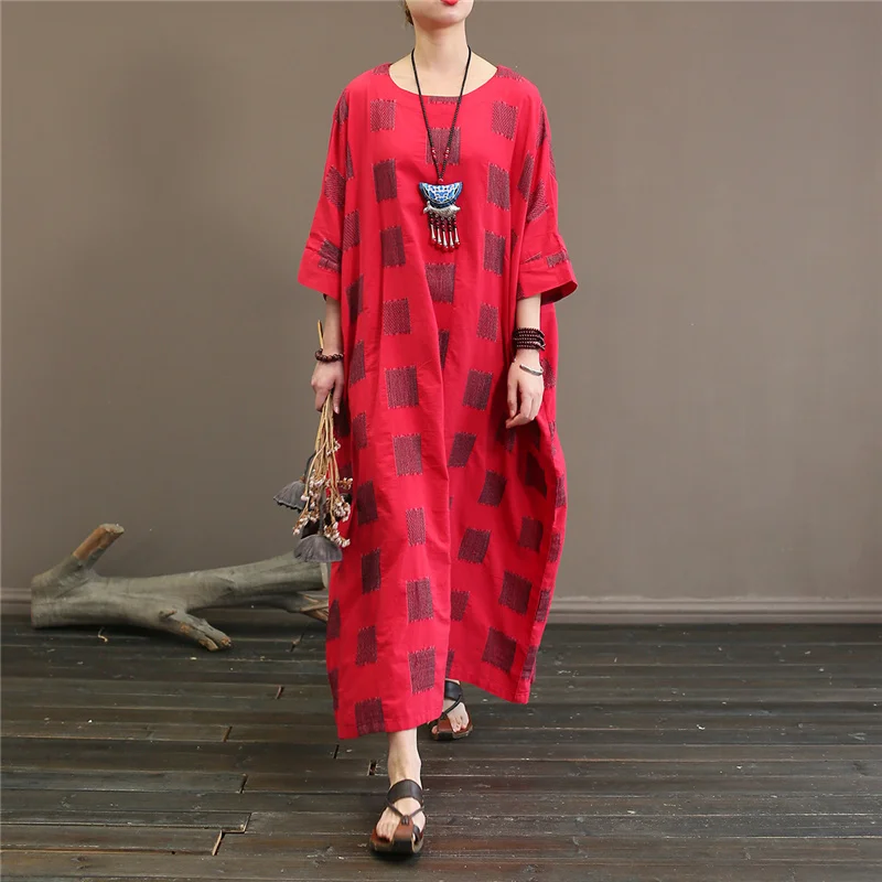 Женский халат с рукавом летучая мышь красный круглым вырезом весна лето новинка