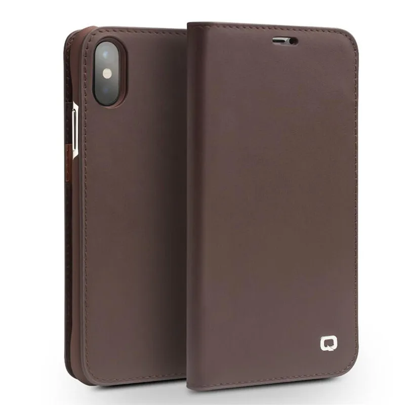 

QIALINO Genuine Leather Case for iPhone x XS Flip Cover for iphone x Handmade luxury Ultra Slim Phone Case for iphone 10