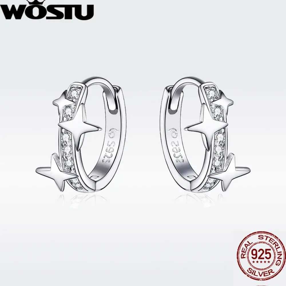 WOSTU Горячая 925 пробы серебряные серьги гвоздики для женщин кошка любовь, сердце, кубический циркон серьги вечерние свадебные модные ювелирные изделия