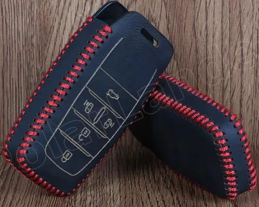 Только красный самая низкая цена ручной пошив кожаный чехол для ключа автомобиля