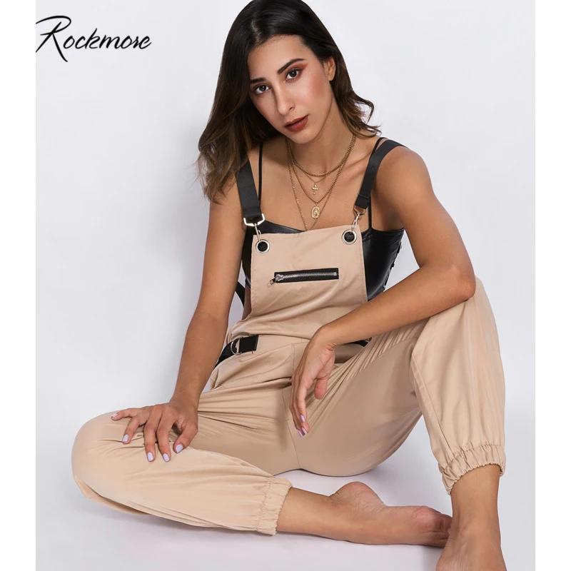 Rockmore хлопковые комбинезоны женские брюки с высокой талией с регулируемыми лямками брюки карго уличная одежда с карманами на молнии осень простые брюки