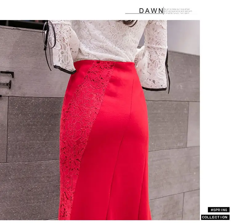 Plus Size Lace Skirt Women New Korean Fashion High waist Long Mermaid Skirts Stretch Slim Elegant Pencil Skirts