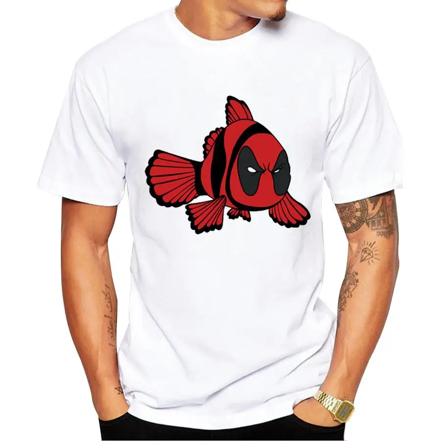 2018 Newest Men's Deadpool T shirt Fashion Punk Pug/ Fish/ Bat Printed Men T-Shirts Porco Rosso Design Funny tops tee | Мужская