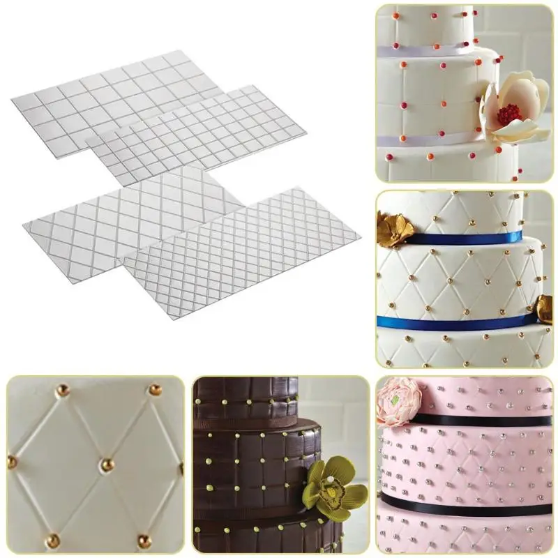 4 шт./компл. DIY пластиковый прозрачный текстурный латтический коврик для торта