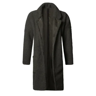 olive green Шерстяная куртка в европейском стиле из пушистого флиса, Двустороннее пальто для мужчин, зимняя мужская плюшевая теплая длинная версия, новое Брендовое пальто - Цвет: olive green