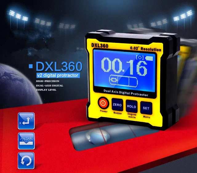 

High Accuracy Dual Axis Digital Angle Protractor Angle Meter Dual-axis Digital Level Gauge with 5 Side Magnetic Base