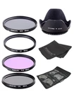 Набор фильтров нейтральной плотности UV, CPL, FLD, ND4, 58 мм для зеркальных фотокамер Canon, Nikon, Sony, Fuji, бленда для объектива, подарки
