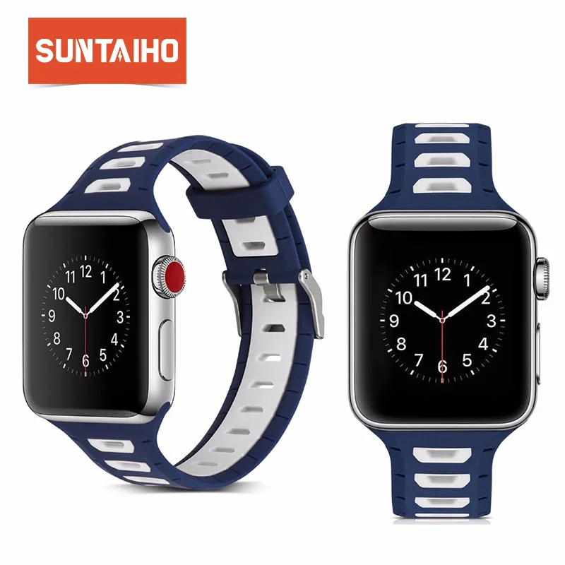Suntaiho спортивный силиконовый ремешок для apple watch 42 мм 38 версия мобильного часо Series1
