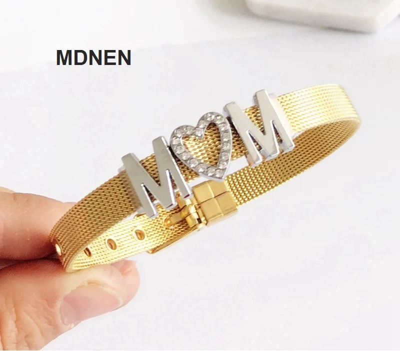 1PC Keeper Bracelets Jewelry Stainless Steel with Silver &quotM LOVE M&quotSlide Charms for DIY Accessory | Украшения и