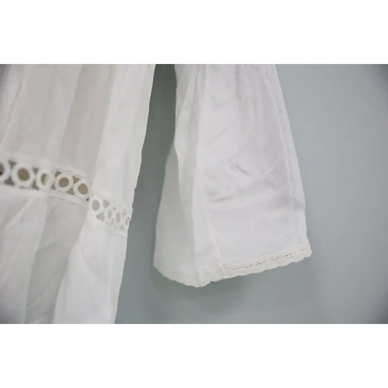 Женское пляжное платье с юбкой годе белое рукавами-фонариками солнцезащитное в