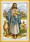 Набор для вышивки крестом с изображением Иисуса и овец (3), 18ct, 14ct, 11ct, ручная вышивка