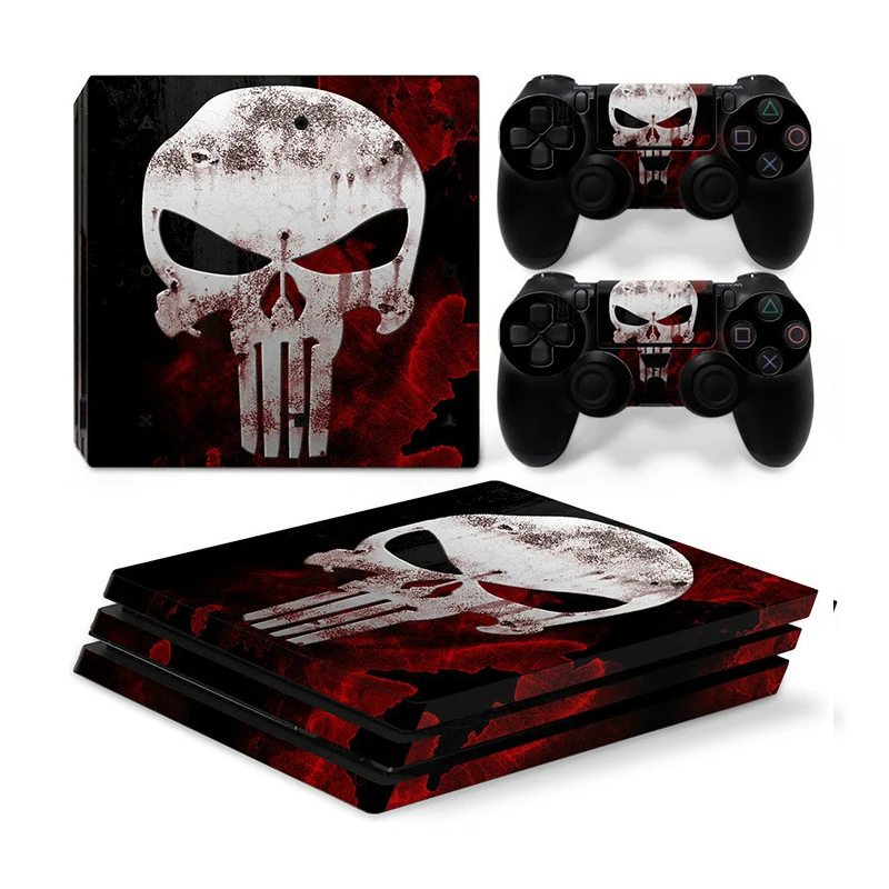 Виниловая наклейка в виде черепа для консоли PS4 Pro + на 2 контроллера игровых