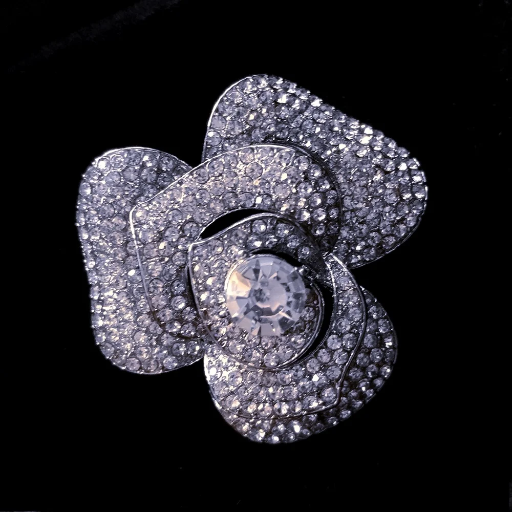 Искрообразование микро проложить CZ слоистых лепесток розы цветок Брошки
