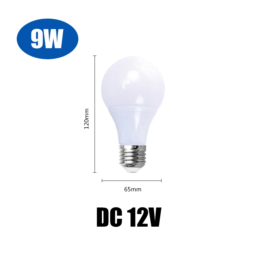 9W E27 DC12V 5 шт./лот DC 12 В светодиодный светильник E27 лампы 3 Вт 5 Вт 7 Вт 9 Вт 12 Вт 15 Вт Bombilla для солнечной энергии светодиодный светильник 12 вольт лампа с низким напряжением - Испускаемый цвет: 9W E27 DC12V