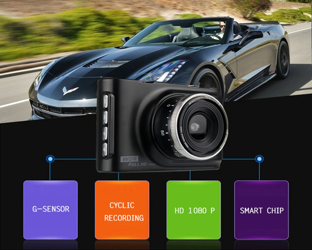 Smallanttech Авто видеорегистратор Автомобильный Камера 3 дюйма 1080 P Full HD с G-датчик