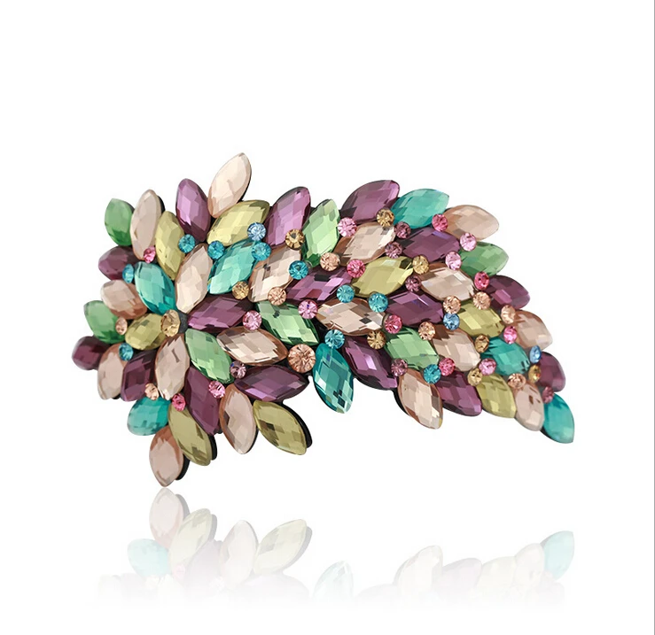 

Extra Large Hair Clips for Thick Hair Colorful Crystal Leaf Hair Accessories Fashion Crystal Hair Clips For Women