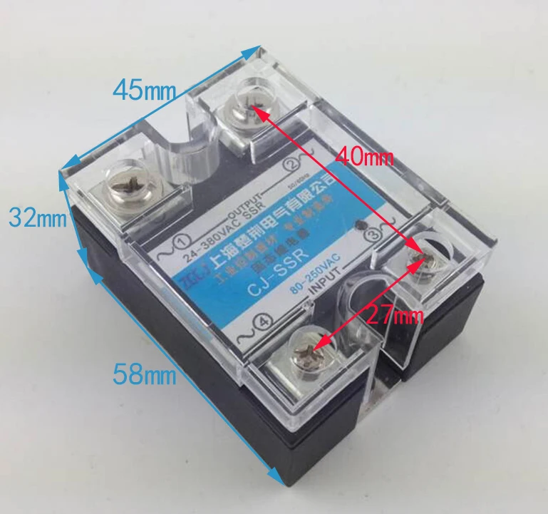 

SSR -60AA AC control AC 60A Input 80-250V AC single phase solid state relay load 24-380V AC