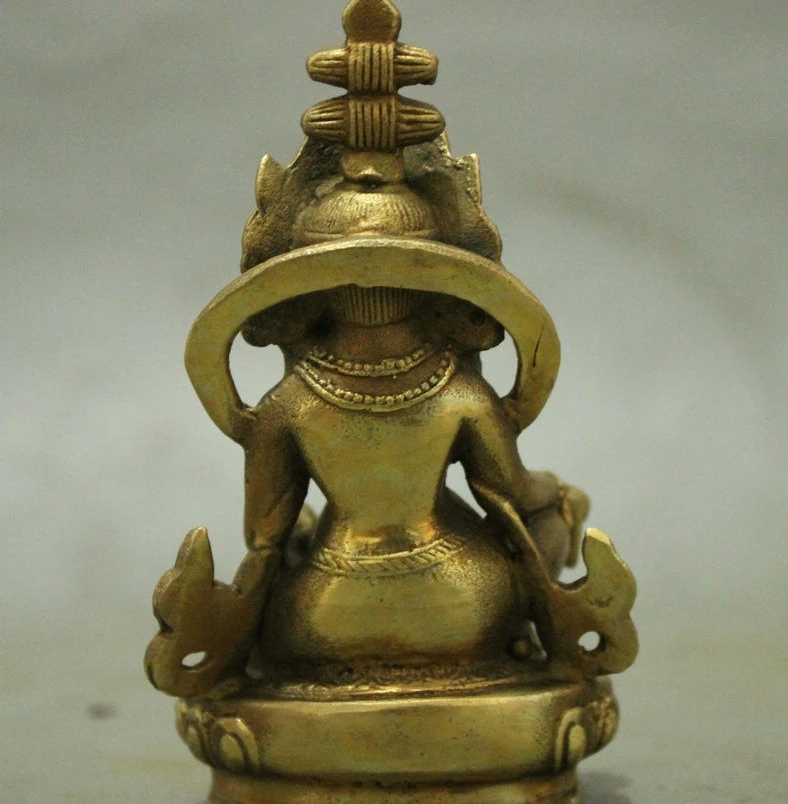 Тибетская латунная буддистская мышь богатство Бог Джосс желтая статуэтка Будды