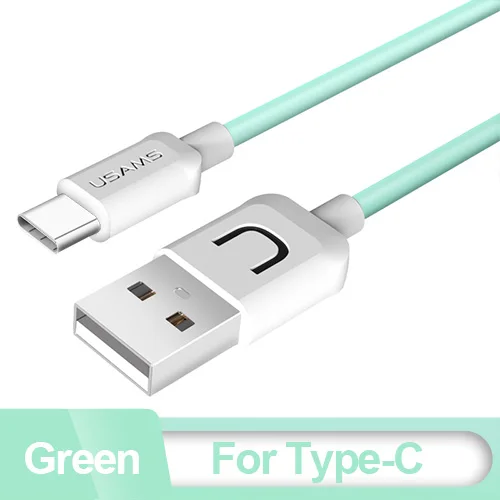 Green for Type C Круглый USB кабель, USAMS кабель для мобильного телефона для iPhone 2A зарядный кабель Micro usb type C для samsung Xiaomi Android зарядное устройство - Цвет: Green for Type C