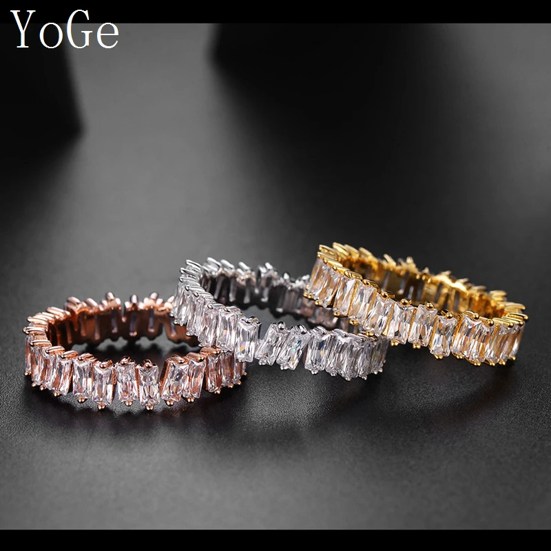 YoGe R0329 Мода AAA кубический цирконий прямоугольное рубиновое обручальное кольцо