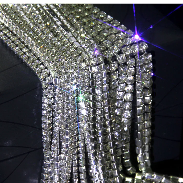 Серебряная высококачественная акриловая аппликация со стразами для шитья 4 мм 6 м