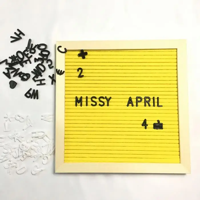 Beautiful Felt Letter Board Wooden Frame Changeable Symbols Numbers Characters Message Boards for Home Office Decor Board Hogard