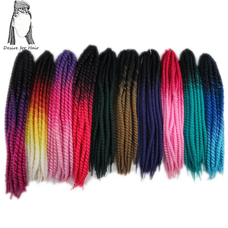 Desire for hair, 1 упаковка, 120 грамм, 12 прядей, синтетические Гавана, крученые волосы, Омбре, два тона, 3 цвета, вязанные крючком косички, волосы для наращивания