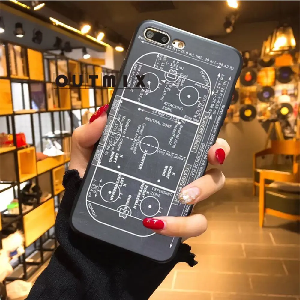 OUTMIX хоккейный чехол Przypadku осень Coque Caso для iPhone 6S 6plus 6 7plus 7 8 8plus 10 XR XS max черный