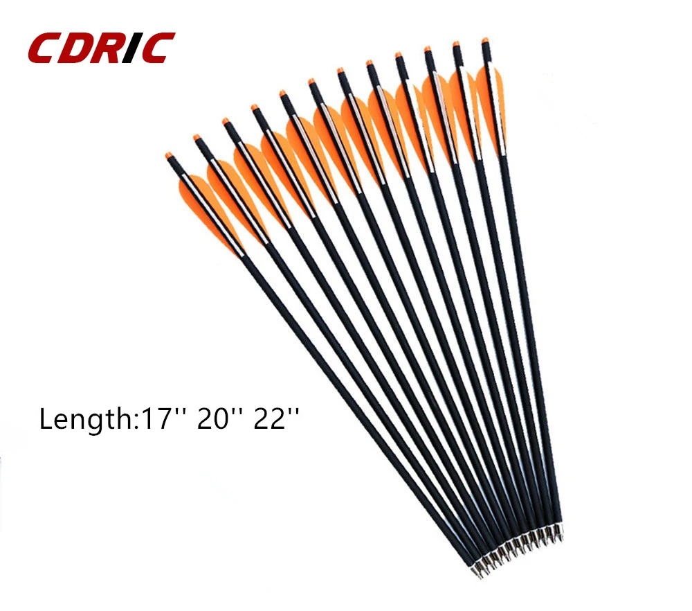 

12pcs New 17 inch 20 inch 22 inch Crossbow Bolts Carbon Arrow With Red Vans and Removable Arrowhead/Tip For Hunting