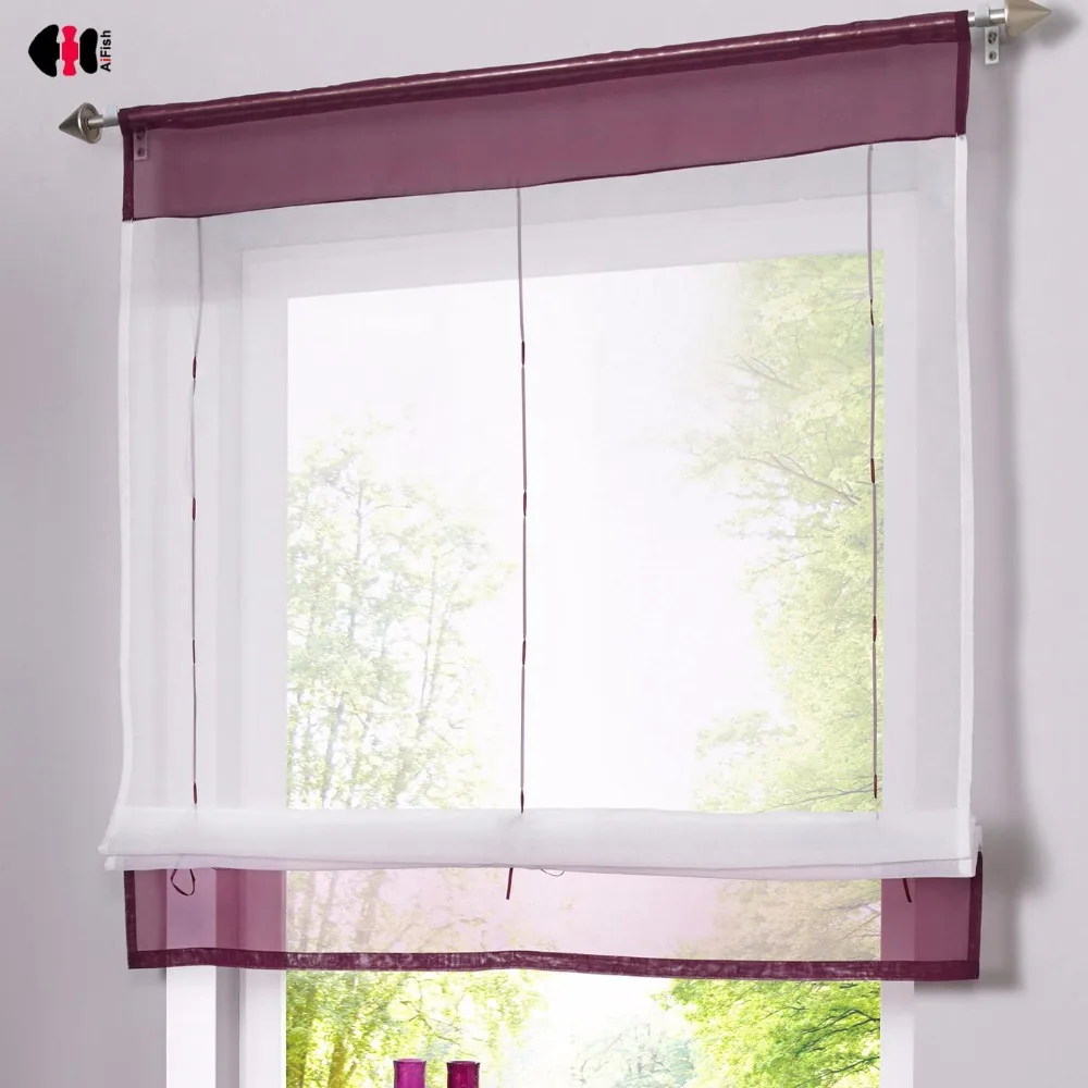 Римская занавеска тюль хит продаж кофейная для кухни короткие занавески