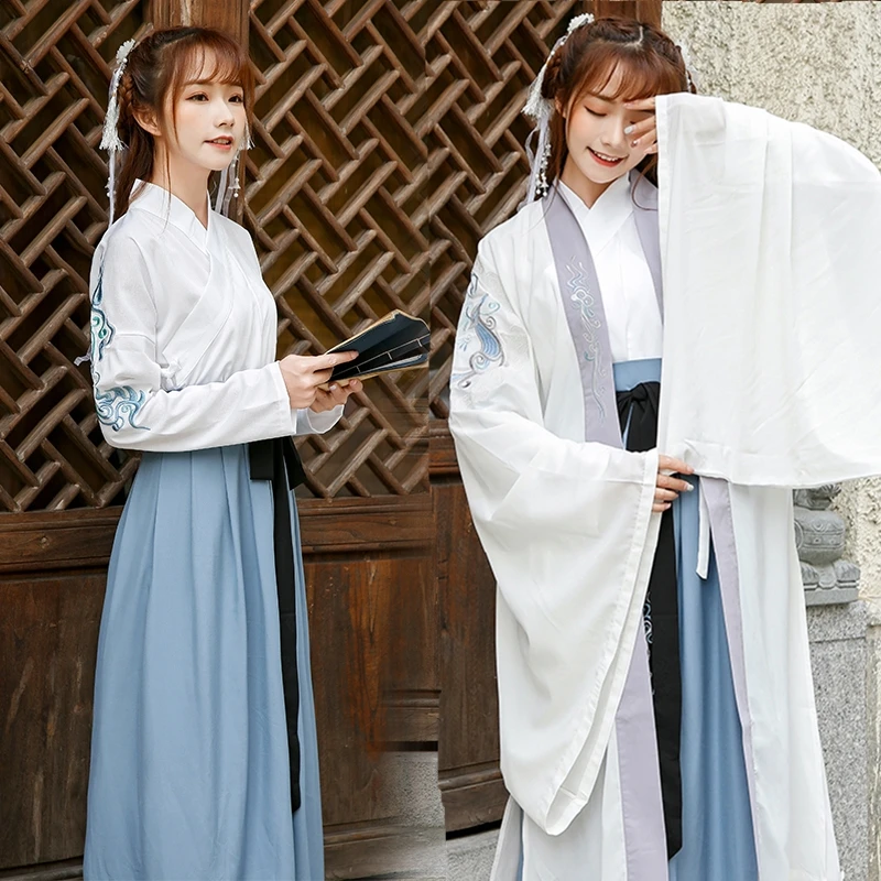 Высокое качество, древнее платье Hanfu, Женский студенческий костюм, костюм с вышивкой в стиле Тан, Классический наряд сказочной принцессы, старинное сценическое платье