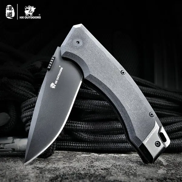 Black HX на открытом воздухе складной нож D2 лезвие, камень мыть, G10 ручка, 60HRC, Кемпинг Охота выживания Ножи Открытый инструменты дропшиппинг - Цвет: Black