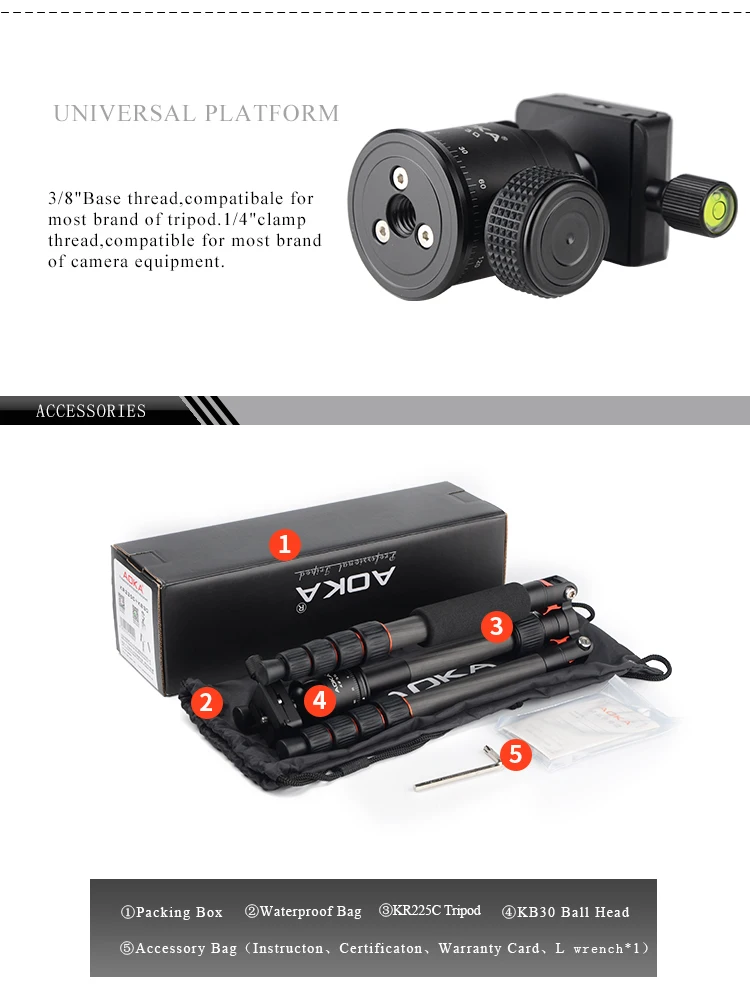 Профессиональный штатив из углеродного волокна и монопод KR225C Pro для DSLR камеры/портативный дорожный штатив Максимальная нагрузка до 7 кг