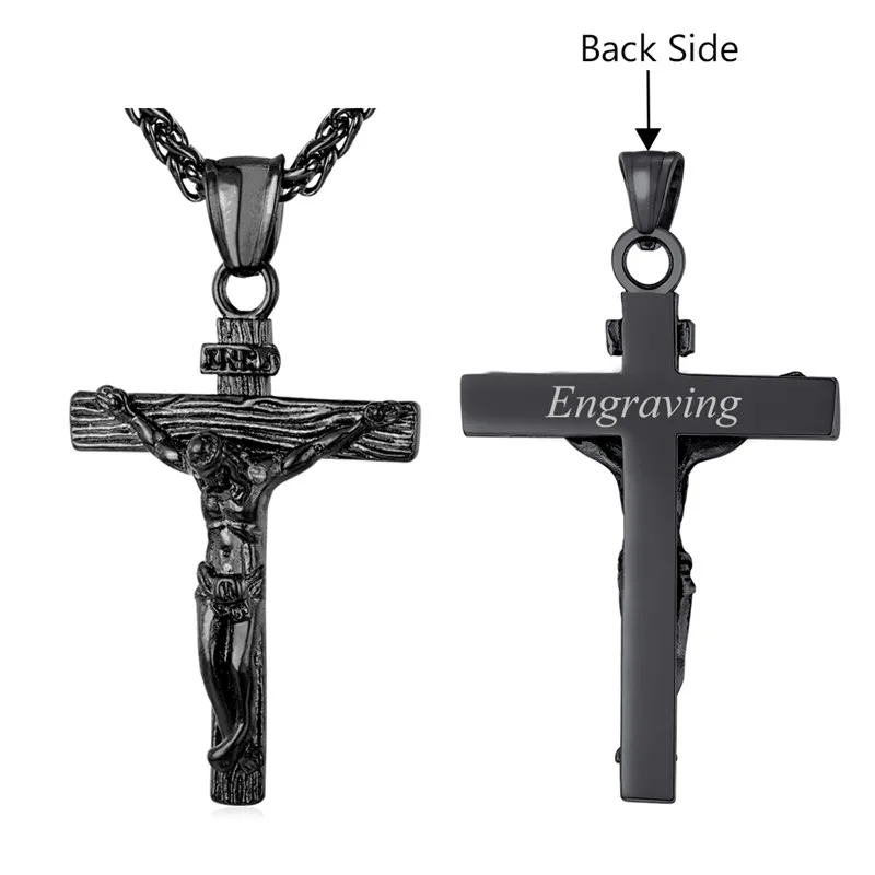 Personalized(black) INRI Иисус Пьеса Кулон Христианской Ювелирных Изделий Подарок Винтаж Нержавеющей Стали/18 К Позолоченные Цепи Крест Ожерелье Мужчин P1166 - Окраска металла: Personalized(black)