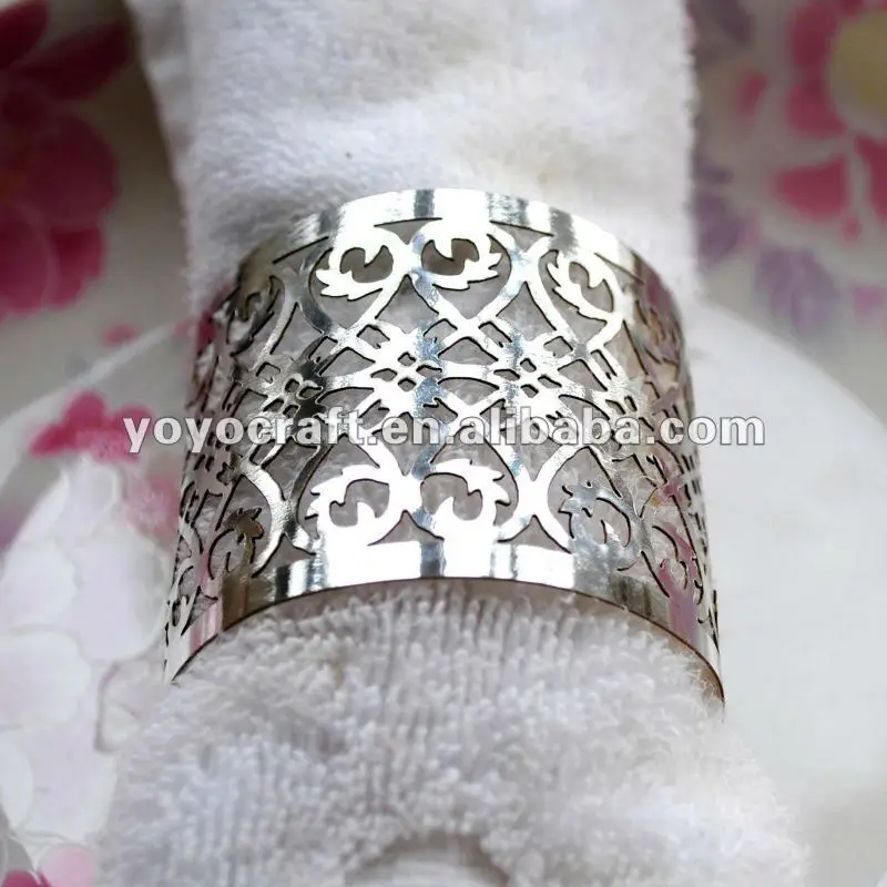 

silver metallic paper cheap handmade decorative bulk wholesale napkin ring for wedding
