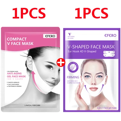 2pcs style 3 1/2/3 шт. двойной V маска для коррекции контура лица заячьи уши уход за кожей лица Маска Гидрогелевая Маска лифтинг, укрепление тонкий массажер двойной подбородочная маска для ухода за кожей - Цвет: 2pcs style 3