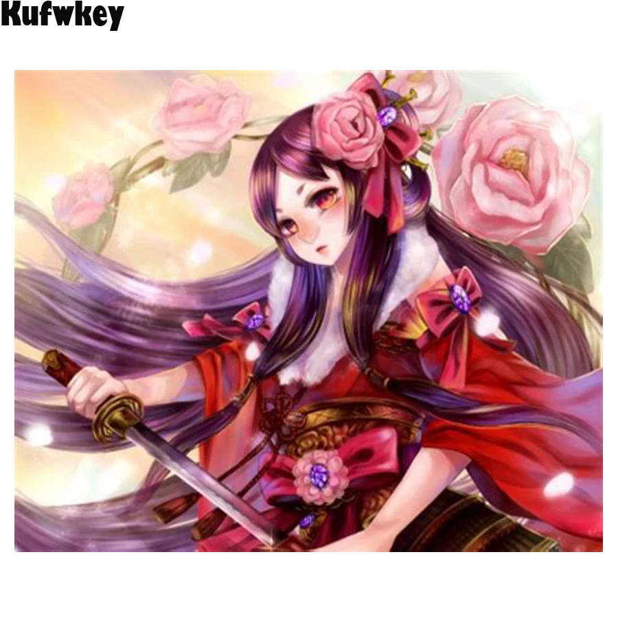 

Алмазная вышивка «сделай сам», квадратные и круглые алмазы, мультяшная девушка, полная Алмазная картина Стразы 5D, вышивка крестиком, рукоде...