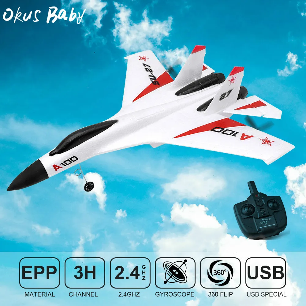 Новинка 2019 Okus Baby 2 4G 3Ch RC самолёт с неподвижным крылом уличные игрушки Дрон SU27