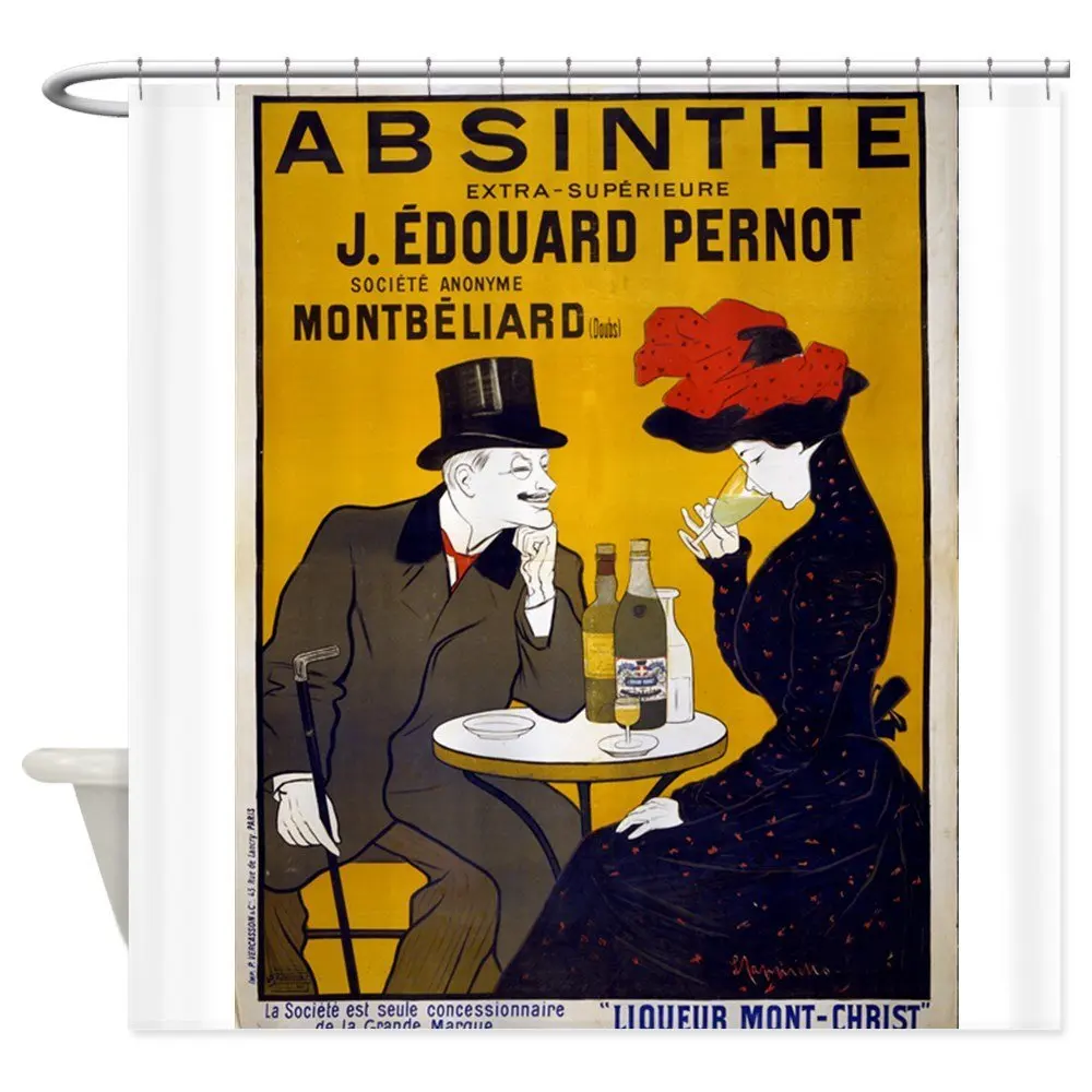 Винтажный Absinthe плакат занавеска для душа декоративная ткань душевая в комплекте